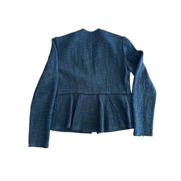 Rebecca Taylor Women's Navy Tweed Zip Up Front Pockets Knit Blazer Jacket Size 2 - Picture 9 of 9